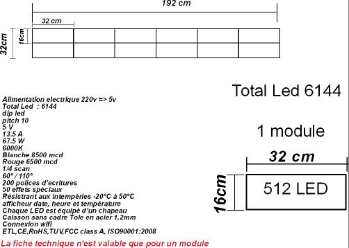 JOURNAL LUMINEUX LED WIFI - 128 x 16 cm - EXTERIEUR